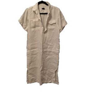 Ann Taylor white linen maxi midi shift dress small